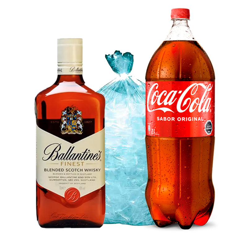 Ballentine's 1L + Coca Cola 3L + Hielo 1Kg