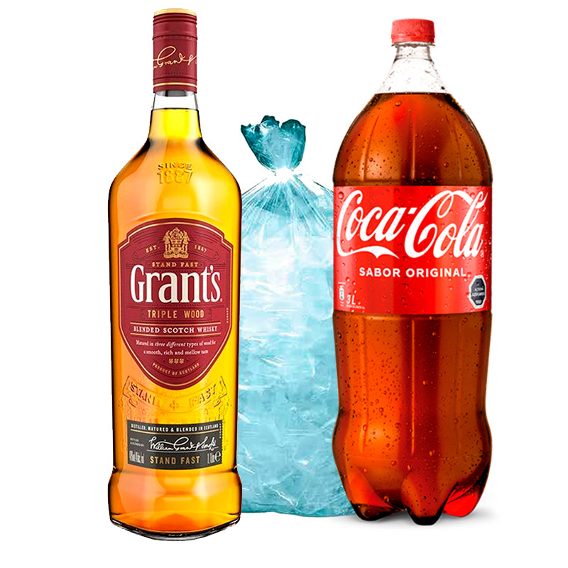 Grant's 1L + Coca Cola 3L + Hielo 1Kg