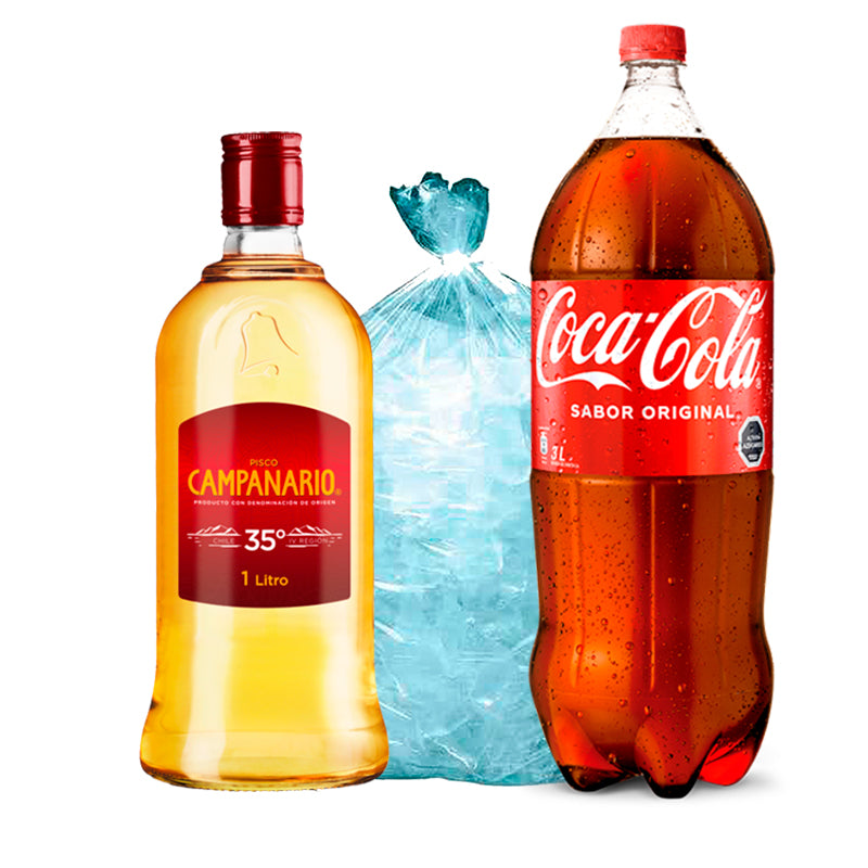 Campanario 1L + Coca Cola 3L + Hielo 1Kg